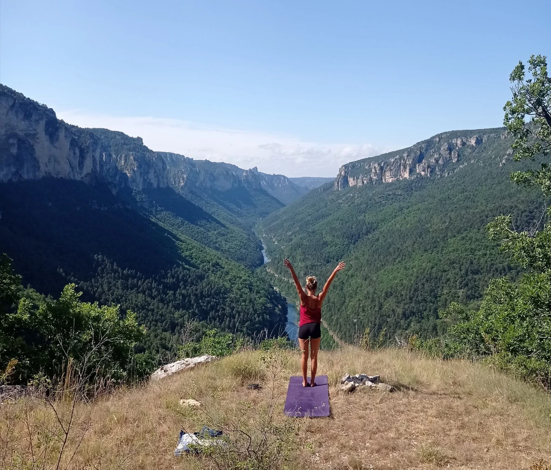 Anna practising yoga in nature