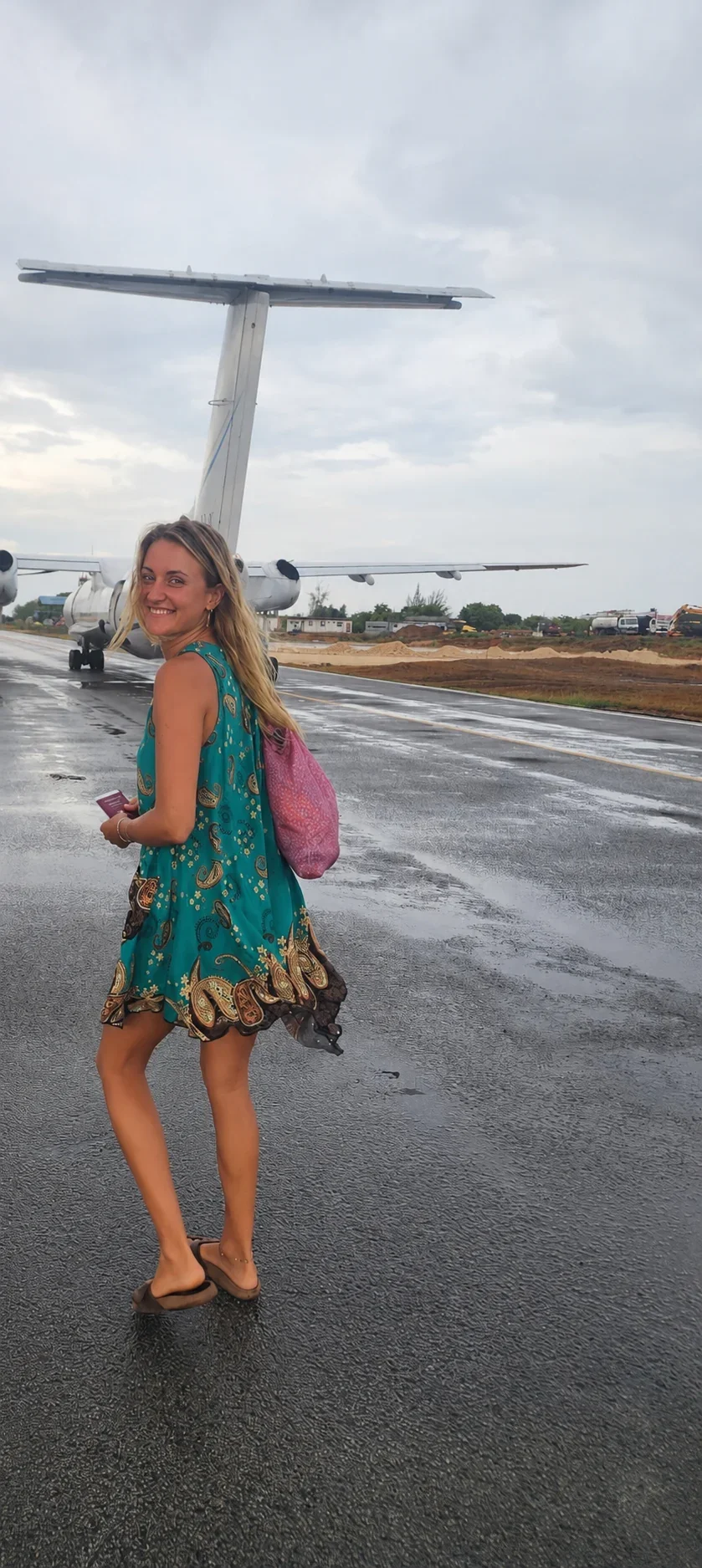 Anna on an airport runway