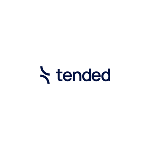 Logo of Tender, a company with a stylized blue and black wave icon and the word 'tended' in lowercase blue letters.