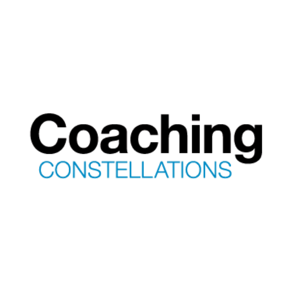 Logo for Coaching Constellations. Text reads "Coaching Constellations" with 'Coaching' in black and 'Constellations' in blue.