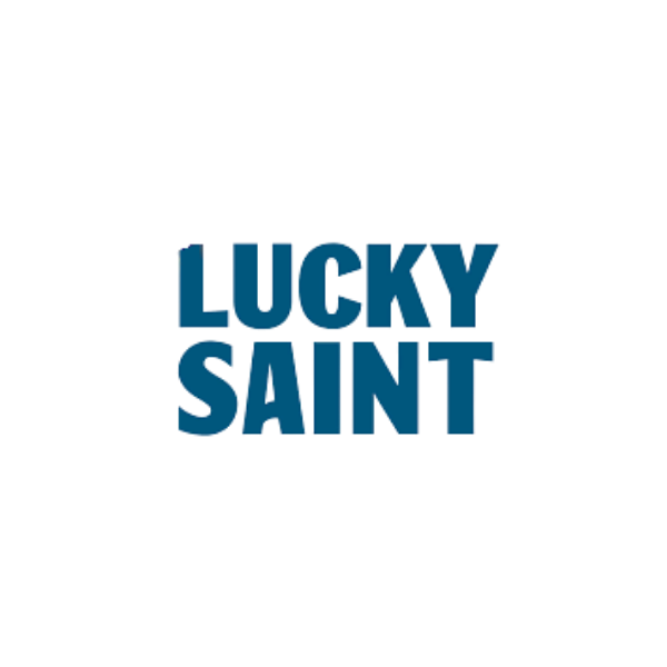 The image features the Lucky Saint logo with text "LUCKY SAINT" in bold blue letters on a dark background.