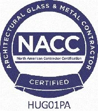 NACC certified logo for North American Contractor Certification, featuring a blue circular badge with white text and a ribbon at the bottom.