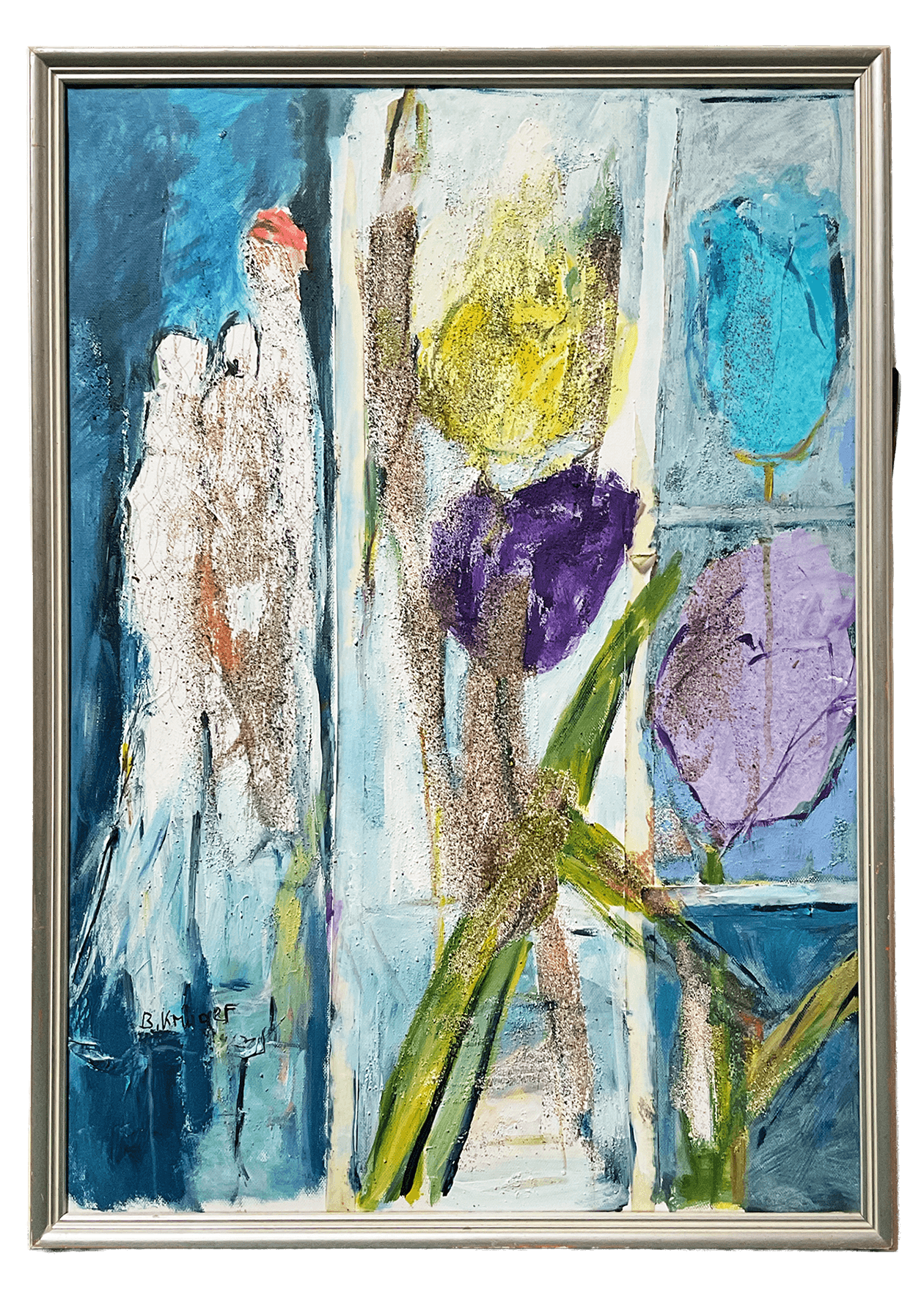 Die violette Tulpe, 74 x 52 cm, Collage / Reihung