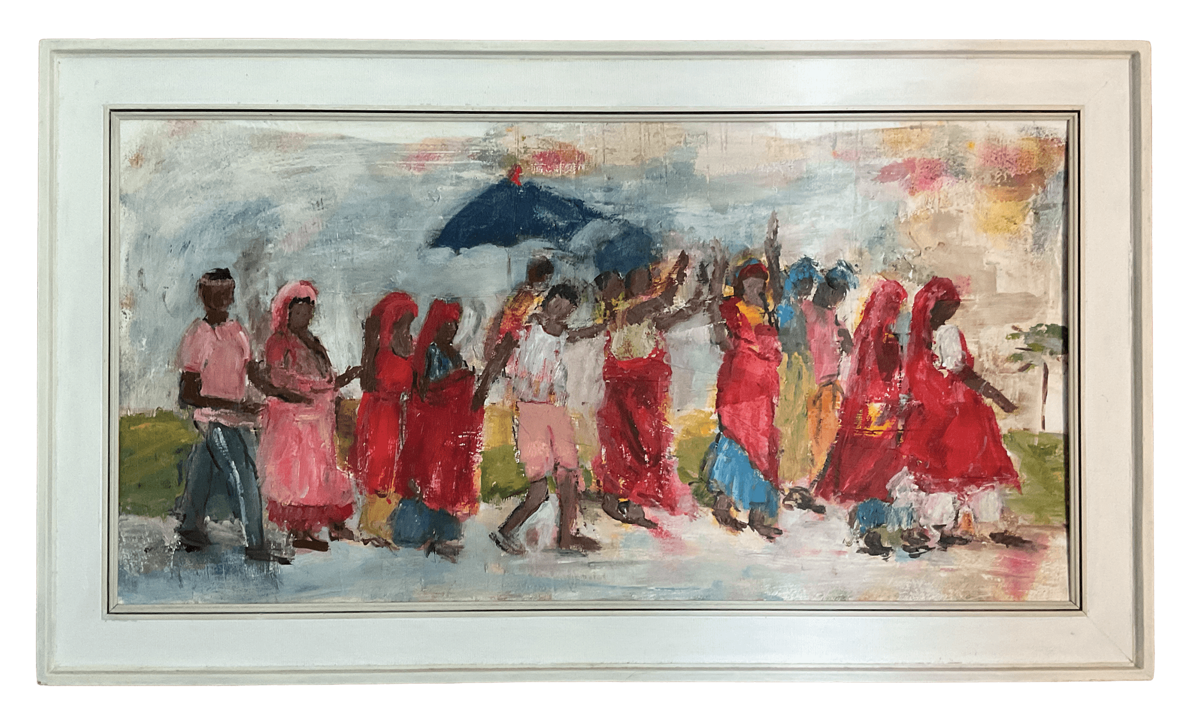 Indische Pilgergruppe, 90 x 51 cm, Acryl / Collage