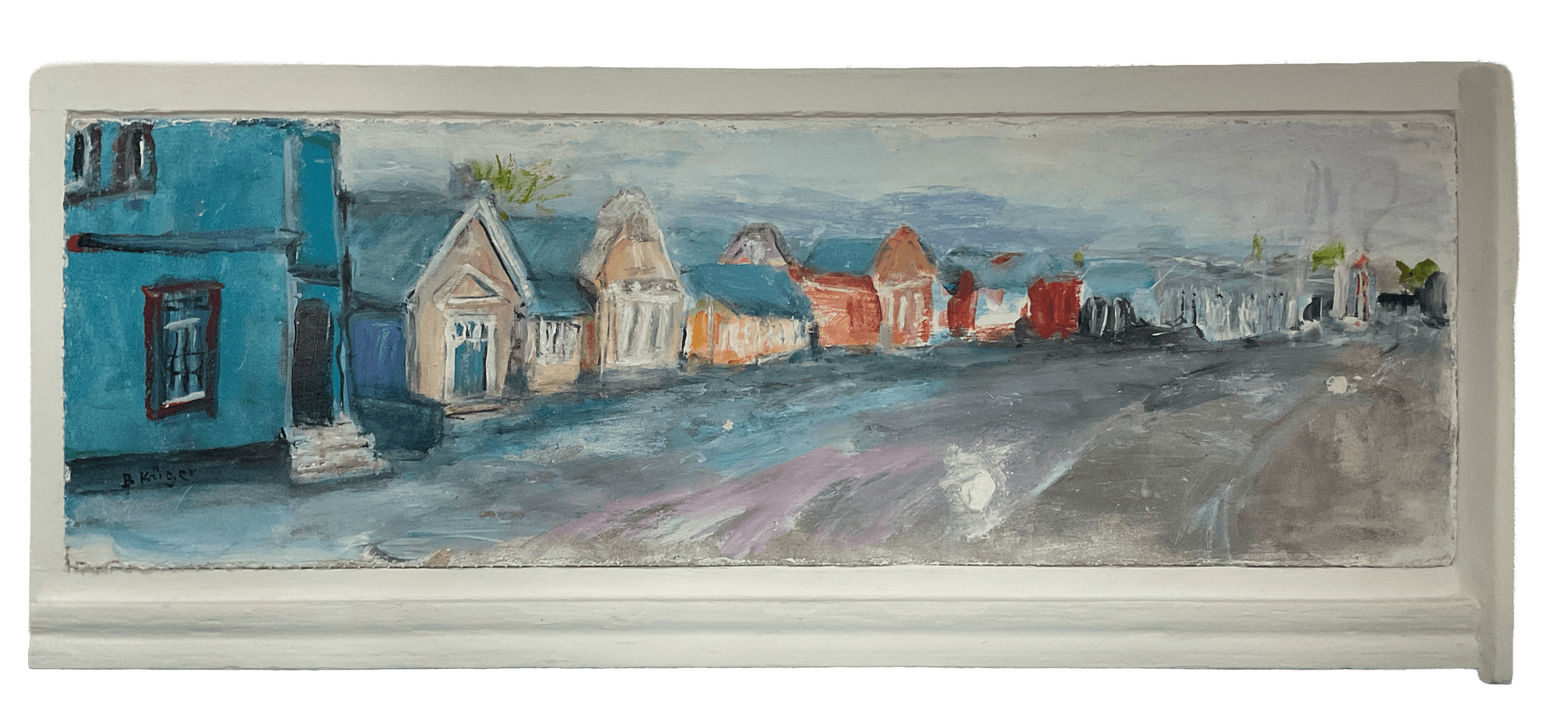 Straße in Lüderitz, 100 x 40 cm, Acryl auf Putz