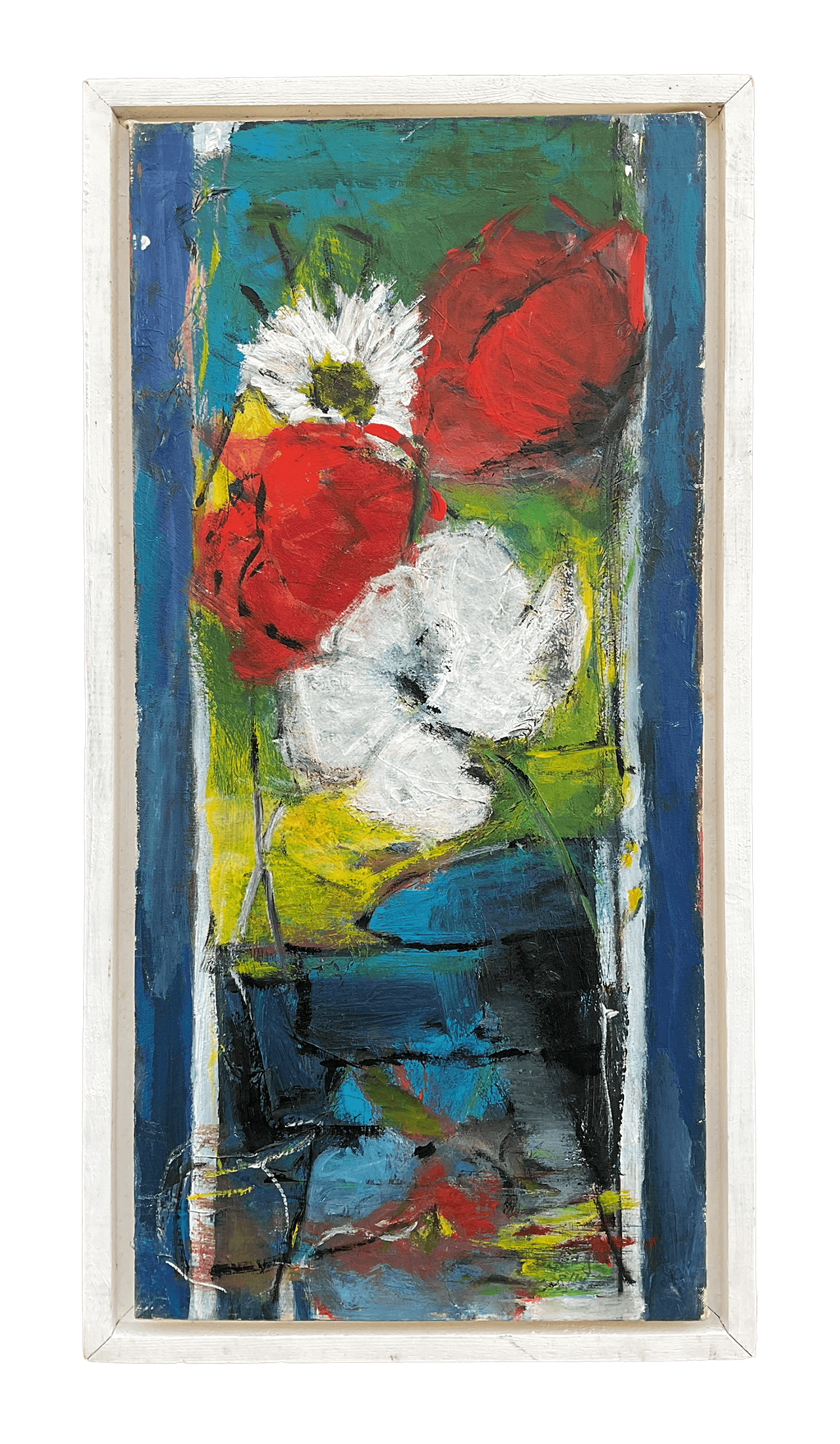 Mohn Stillleben, 42 x 83 cm, Acryl