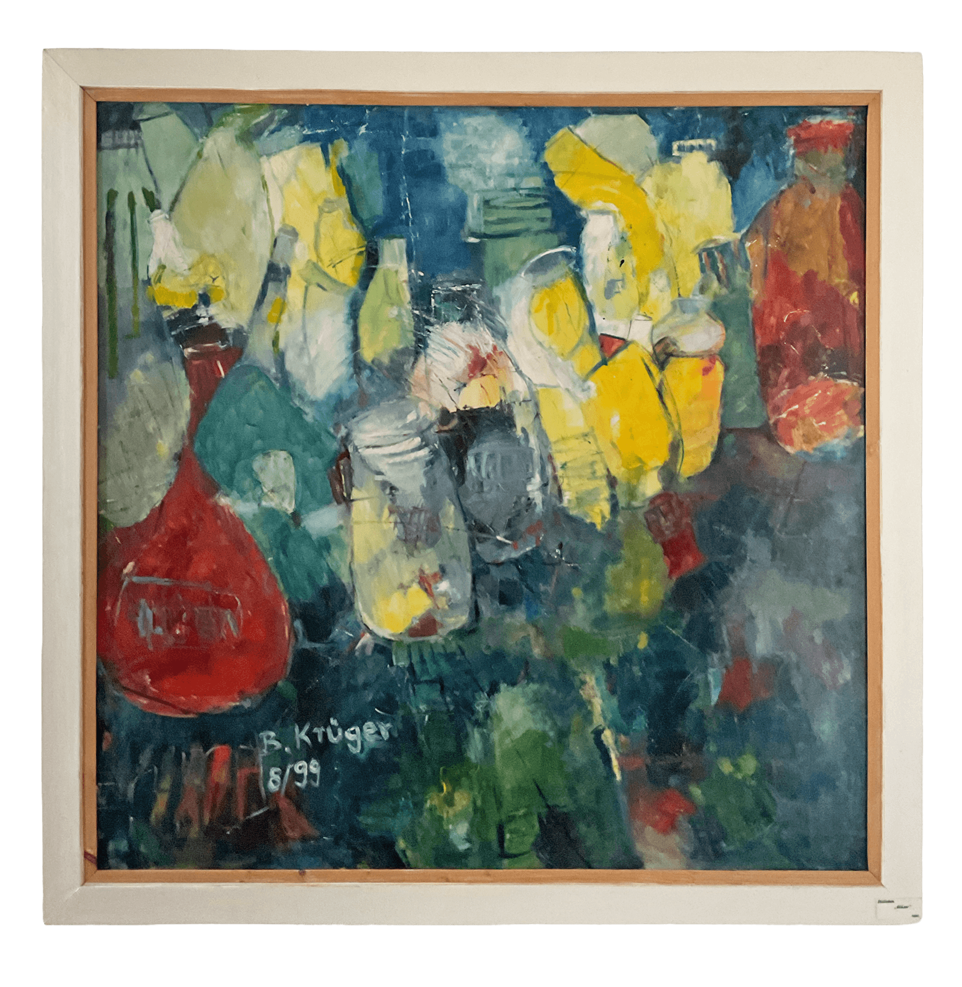 Flaschen, 112 x 112 cm, Öl