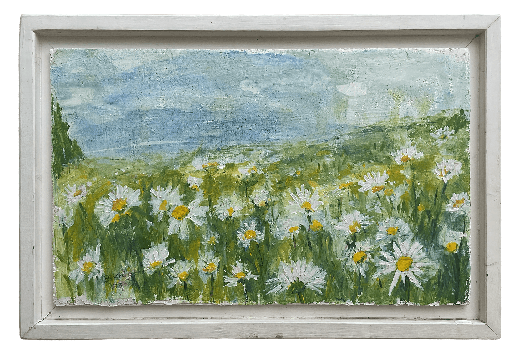 Margerittenwiese, 67 x 45 cm, Acryl auf Putz