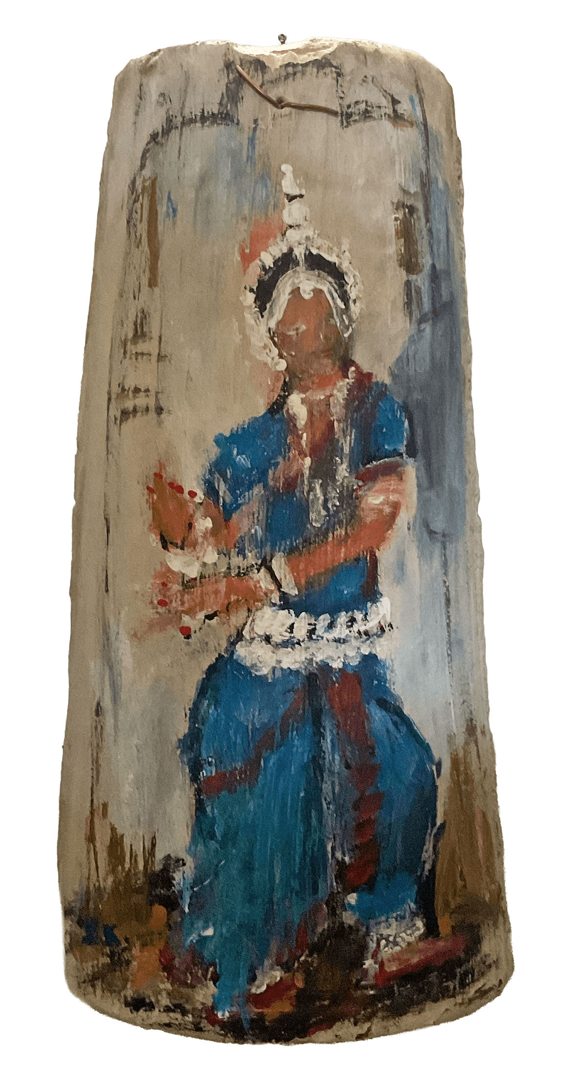 Indische Tänzerin 2, ca. 18 x 44 cm, Acryl auf Firstziegel mit Tiefgrund fixiert