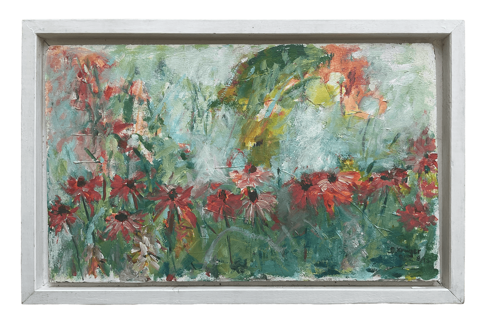 Sonnenhut, Echinacea, 67 x 43 cm, Acryl auf Putz