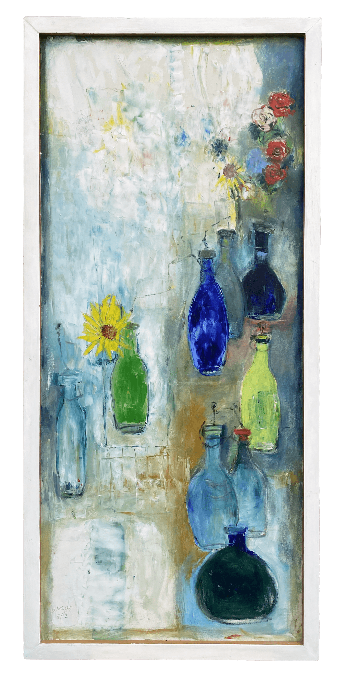Flaschentreppe, 81 x 180 cm, Öl