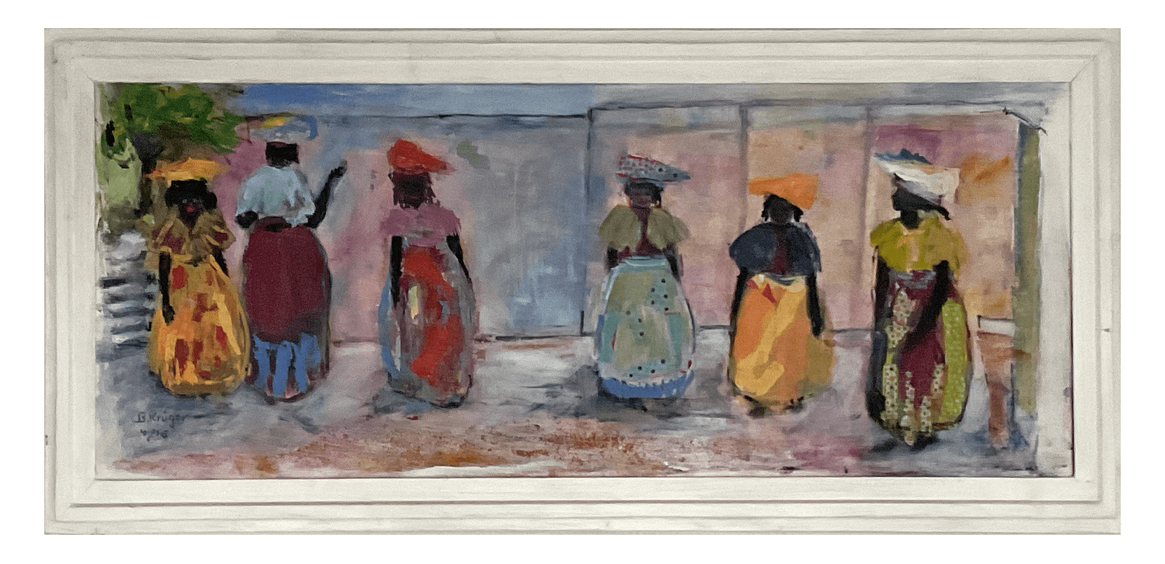 Hererofrauen in Namibia, 88 x 40 cm, Acryl / Collage