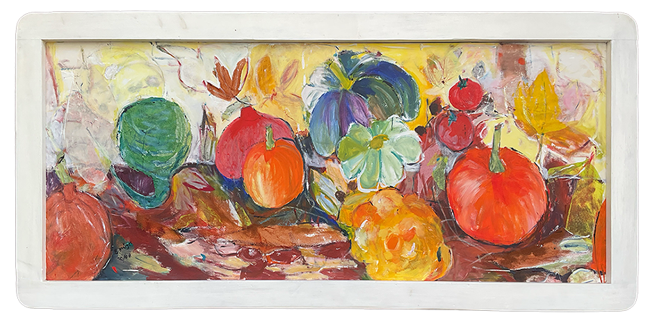 Kürbisse, 190 x 90 cm, Acryl