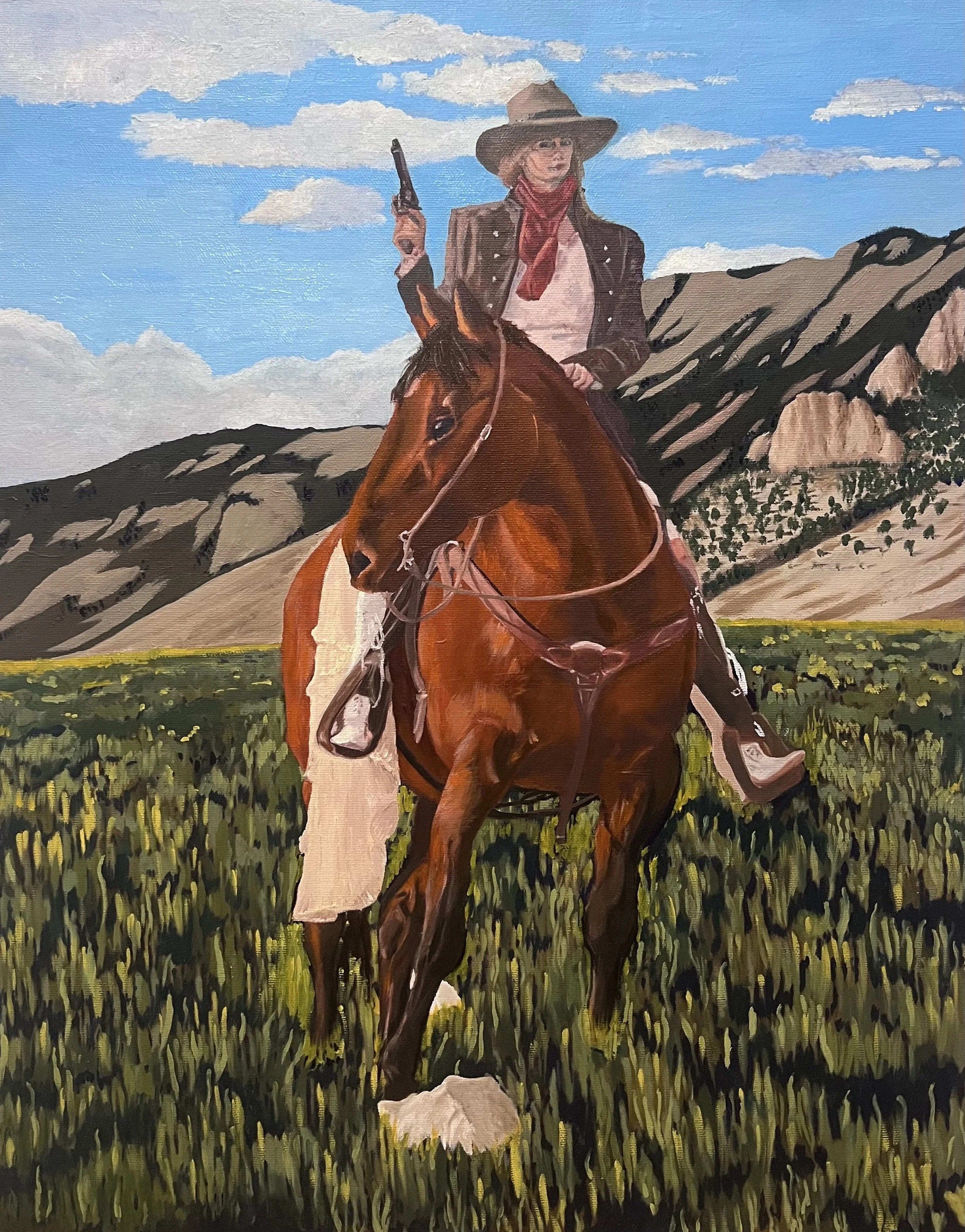 Wyoming Cowgirl, Oil on canvas, 20 x 16
