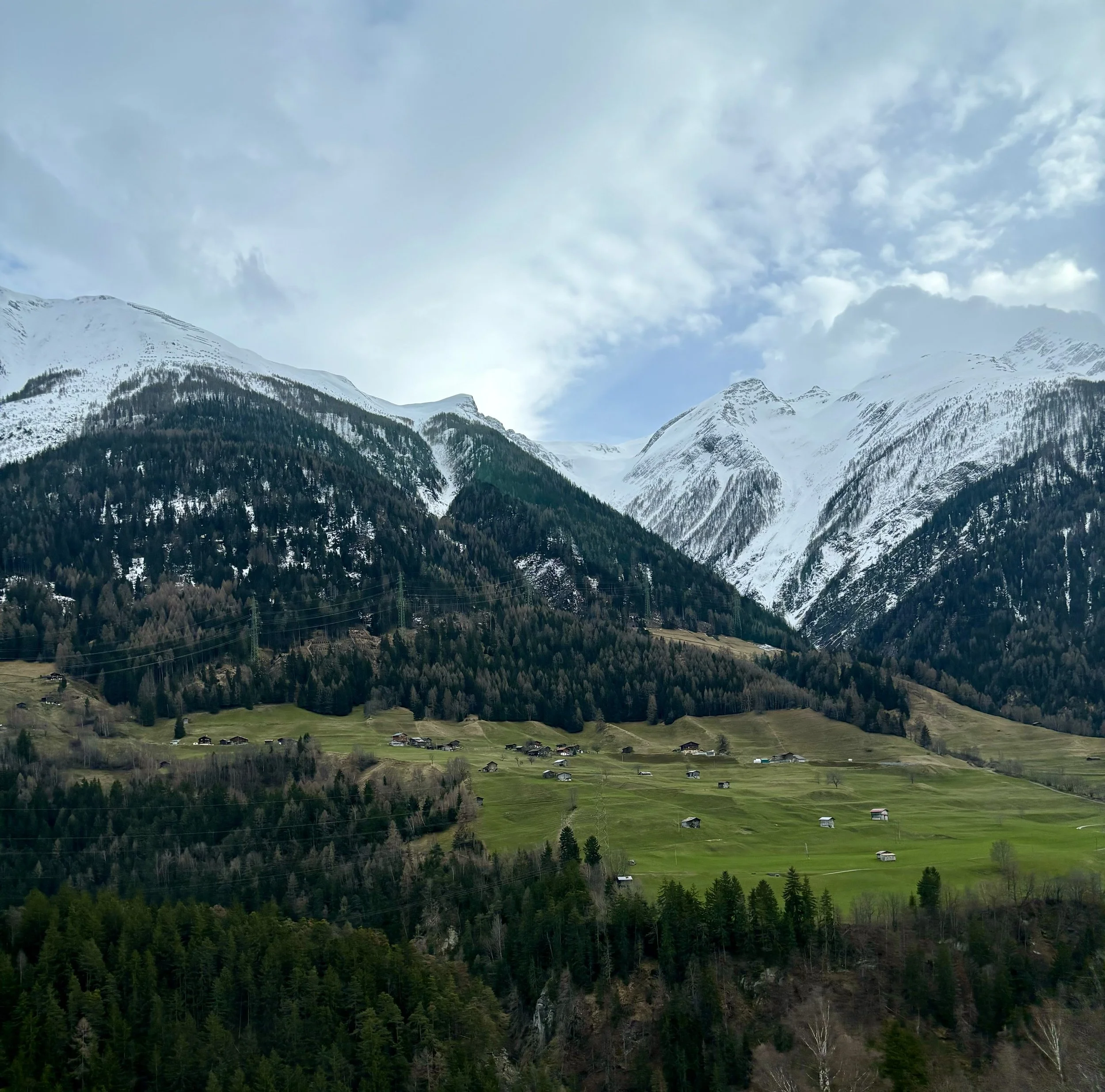 Meadows and alpine mountains, The Glacier Express, Switzerland