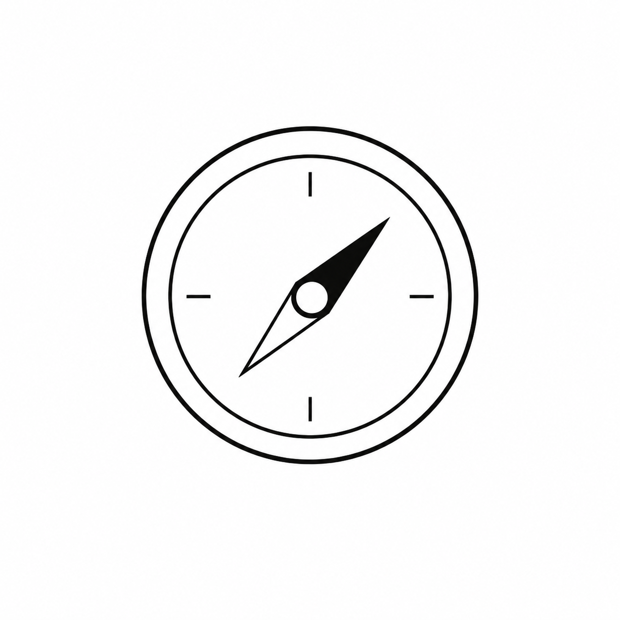 A black and white analog clock showing approximately 10:07.