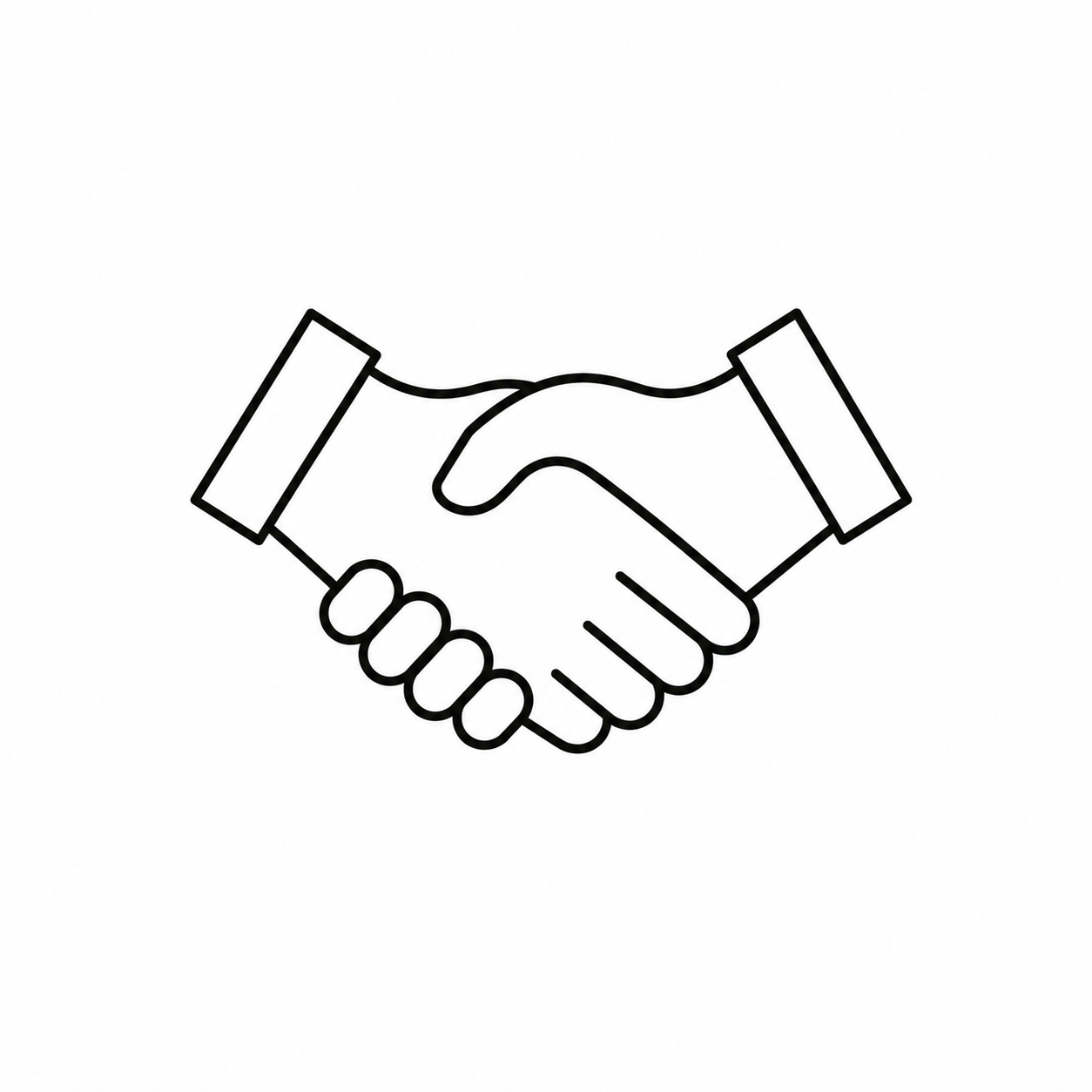 Line drawing of two hands shaking.