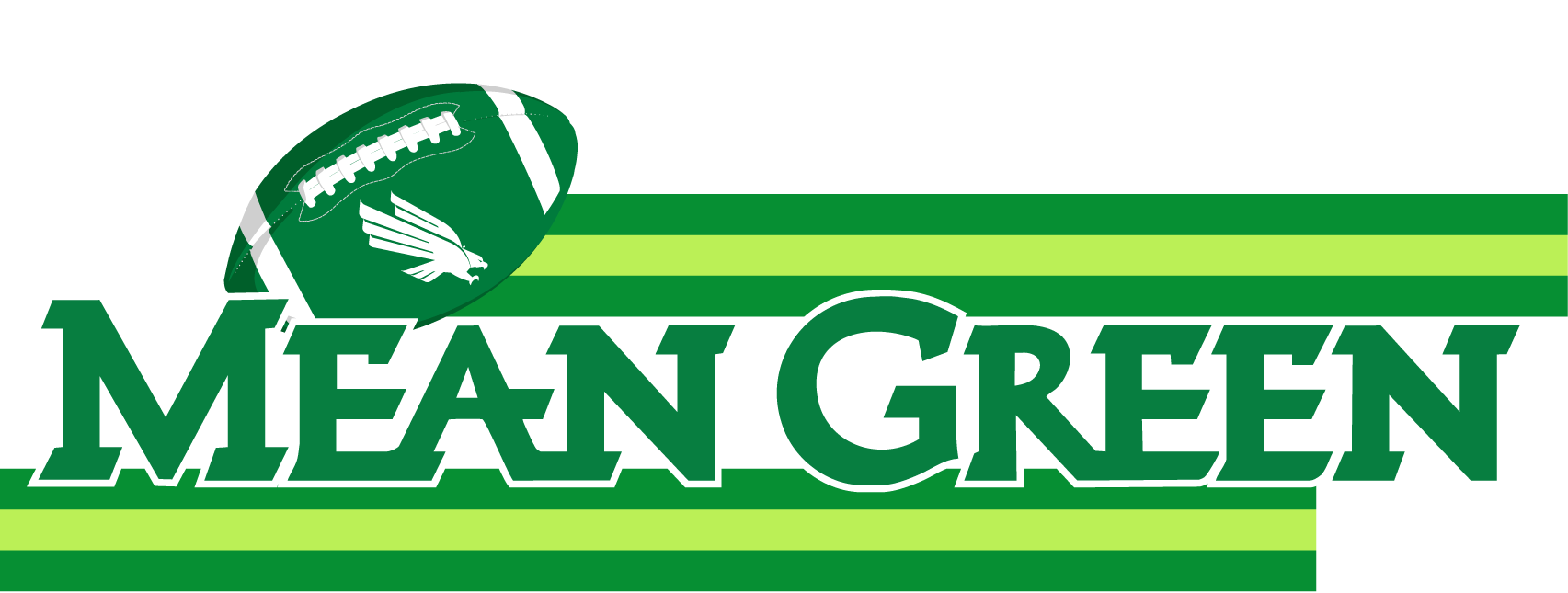 Logo of the University of North Texas featuring a football with an eagle and the words 'Mean Green' and 'UNT'.