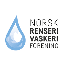 Logo for Norsk Renseri Vaskeri Forening med en blå vannperle.