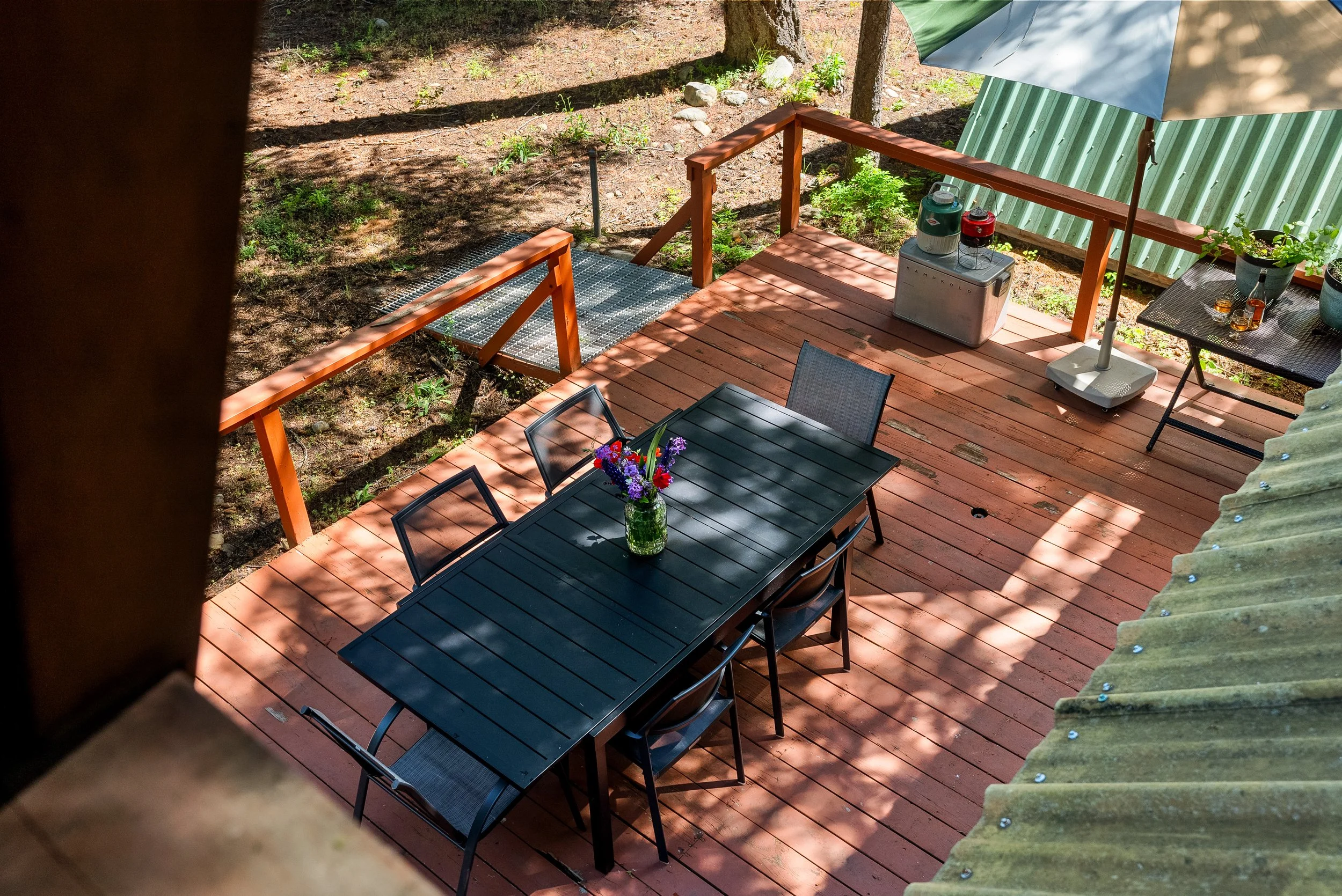 Aerial view of outdoor dining space