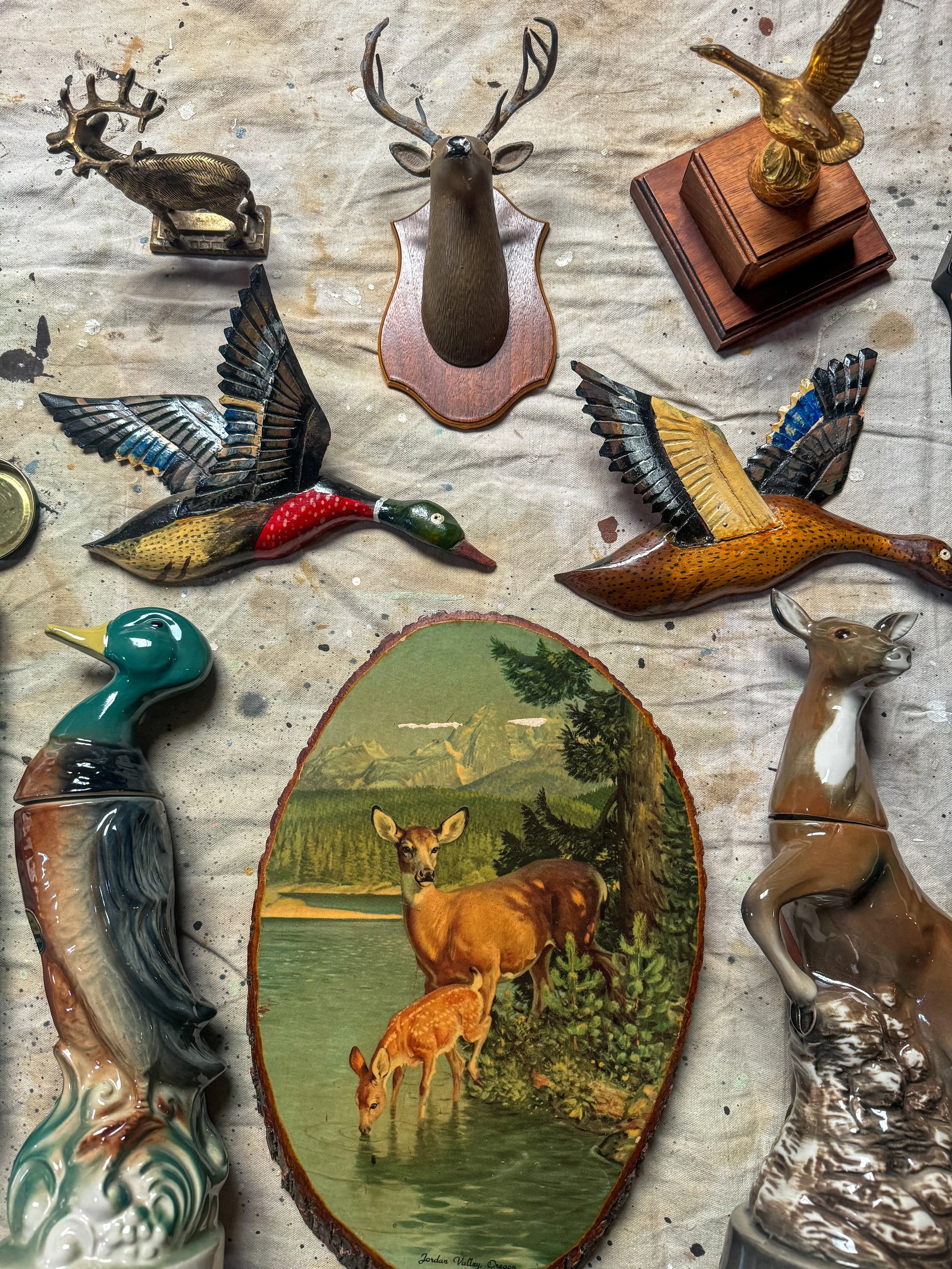 Vintage collection of wildlife objects