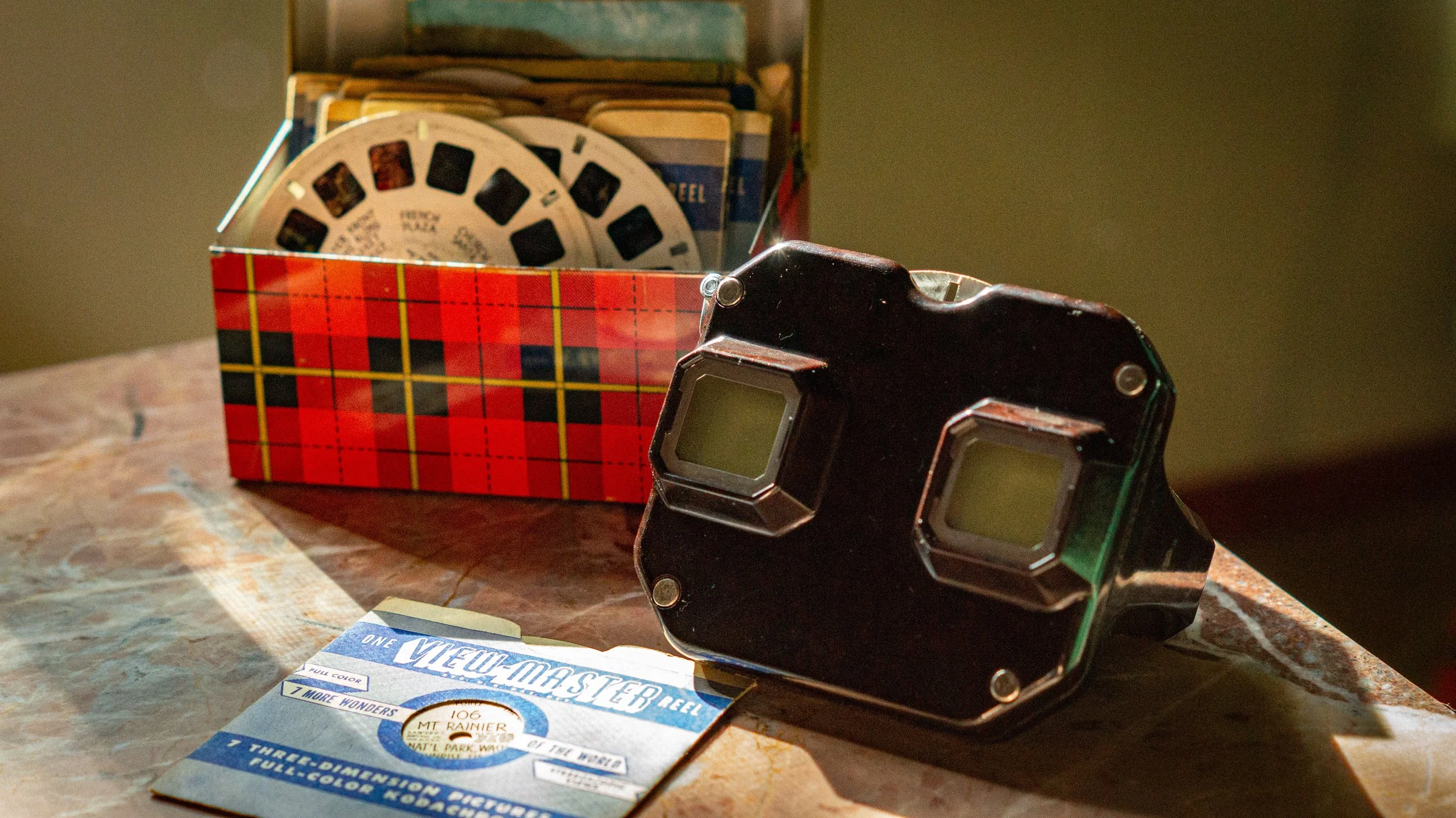 View master and reels at A-Frame cabin