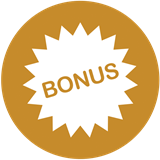 Gold bonus badge with white starburst and the word 'BONUS' in the center