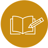 Icon of an open book with a pencil.