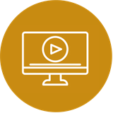 Icon of a computer monitor with a play button on the screen, representing video or media content.