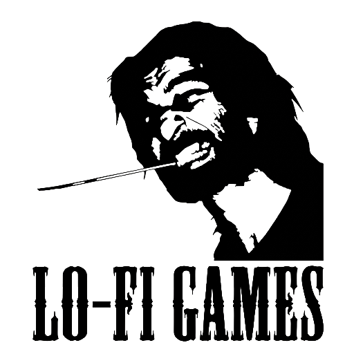 Silhouette of a person's face with a finger pointing to the eye, and text that reads 'LO-TECH GAMES' at the bottom.