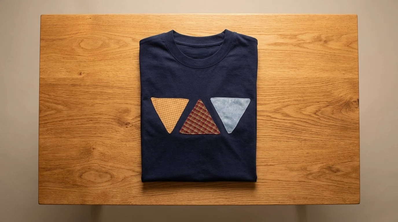 Camiseta Hombre Triangulos Azul Marino