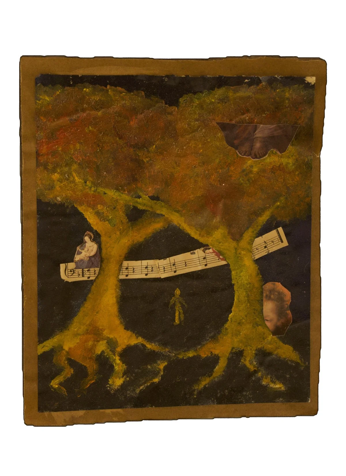 "self portrait of a sleep walker", 20th-21st century mixed media on cardboard - 8.5"x 10.5",
$600