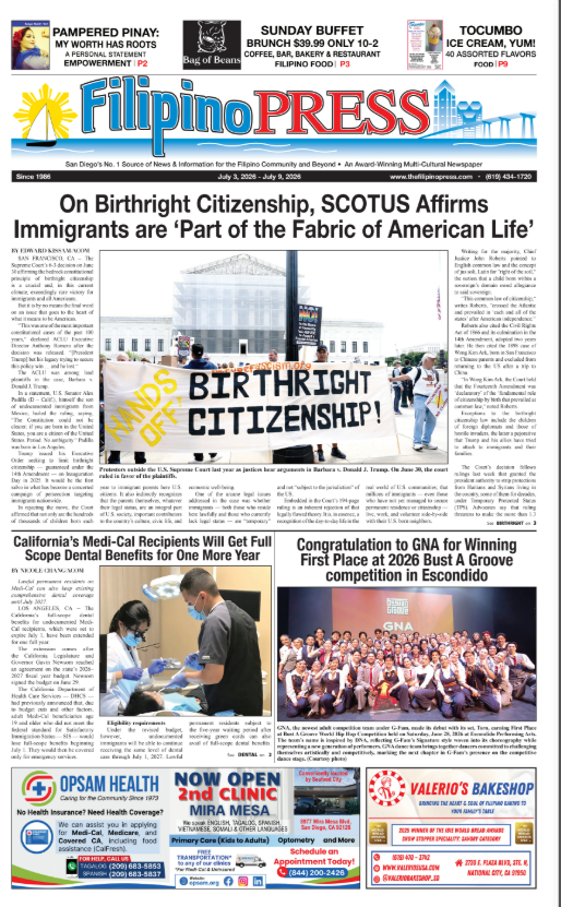 Protesters outside the US Supreme Court holding a large banner that reads 'HANDS OFF BIRTHRIGHT CITIZENSHIP' during a demonstration.