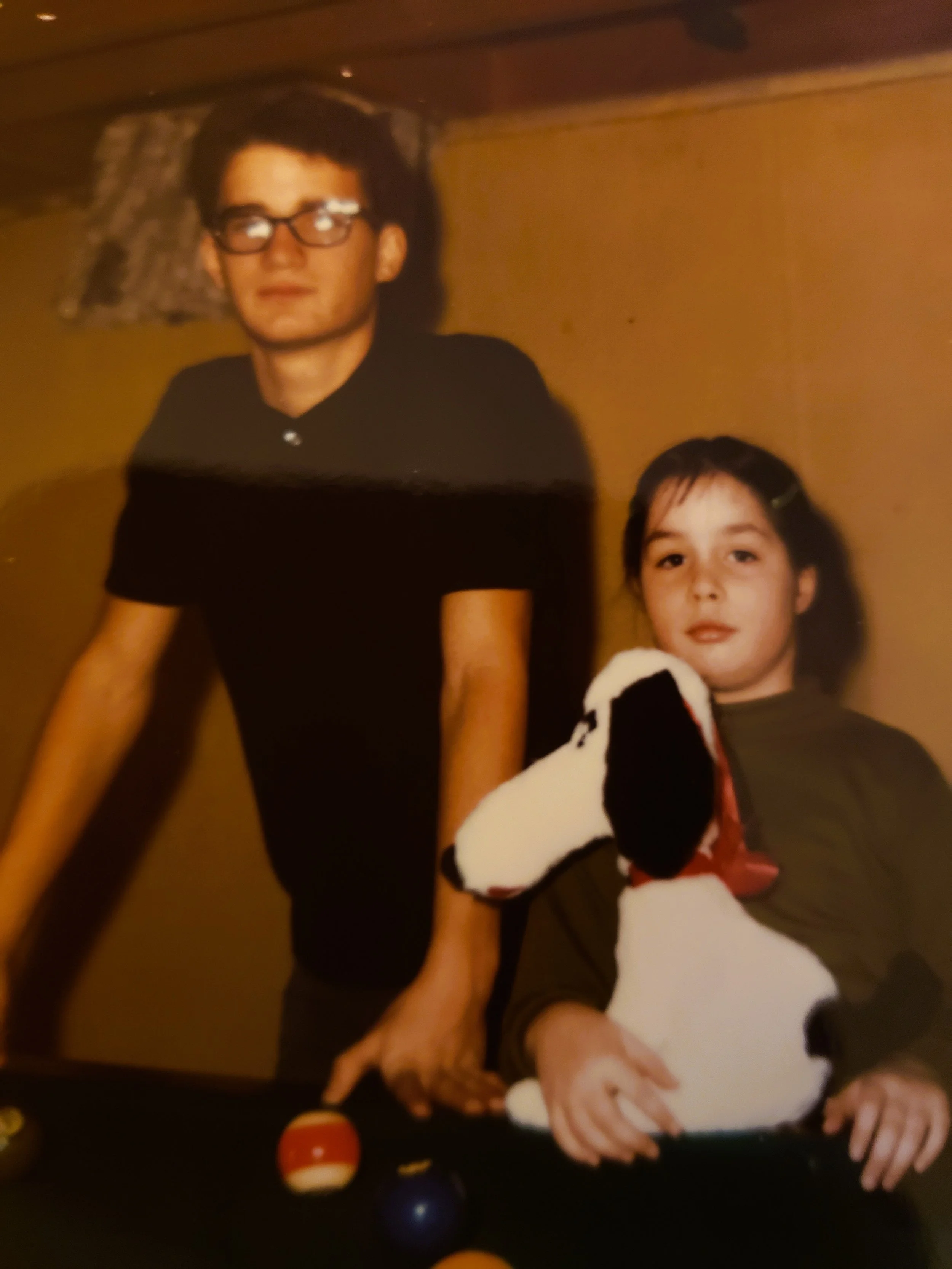 Early 70's - Me and Beth...Beth made sure that Snoopy step stool, went everywhere with her...I think she wanted a dog