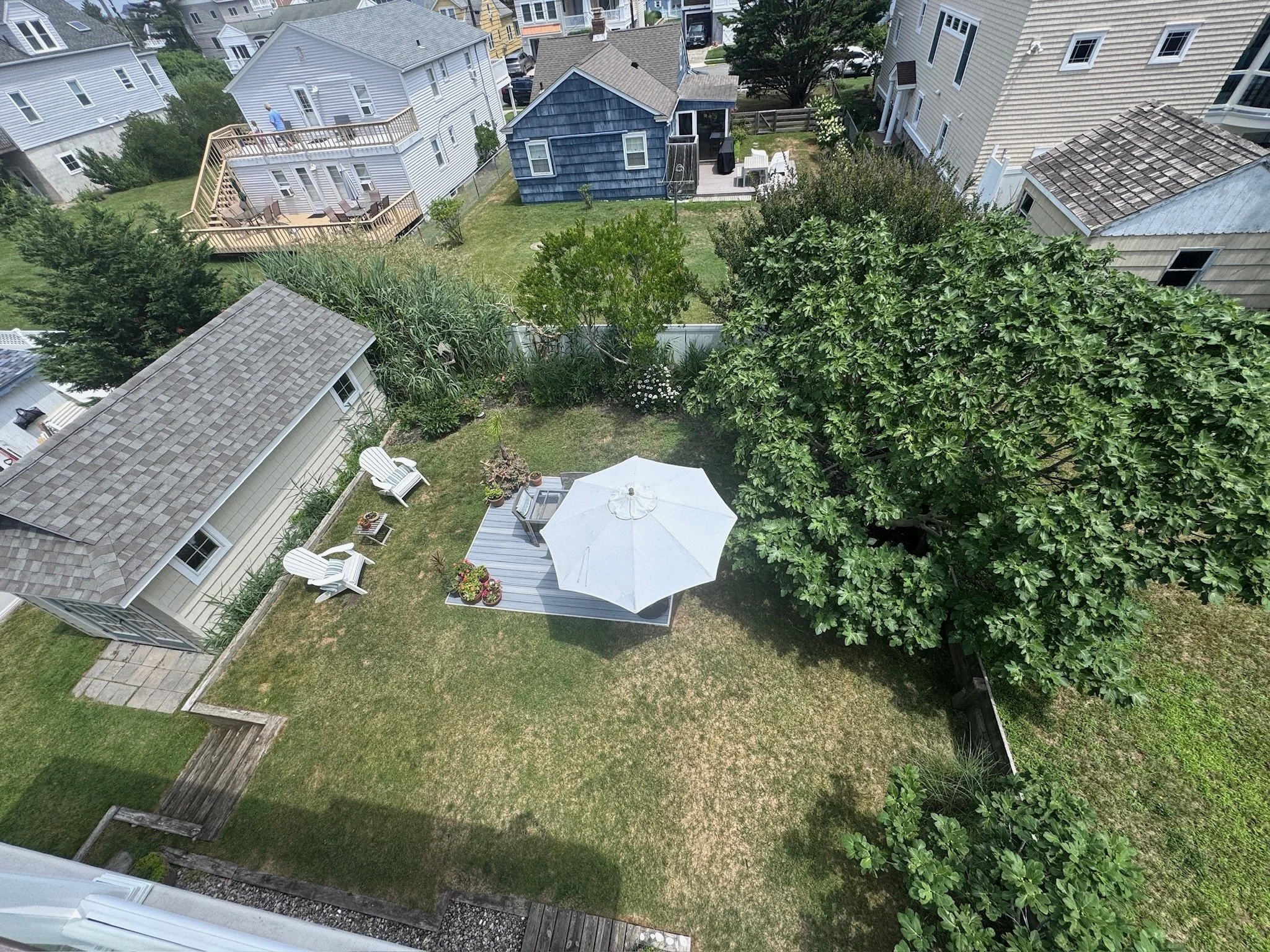 Master bedroom deck view of backyard