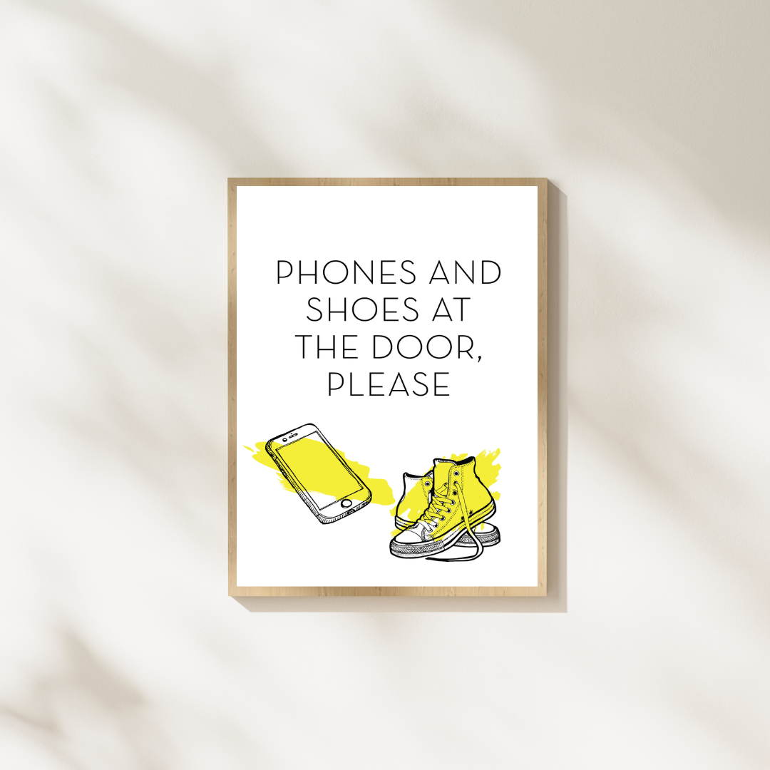 Phones and Shoes Door Sign Printable
