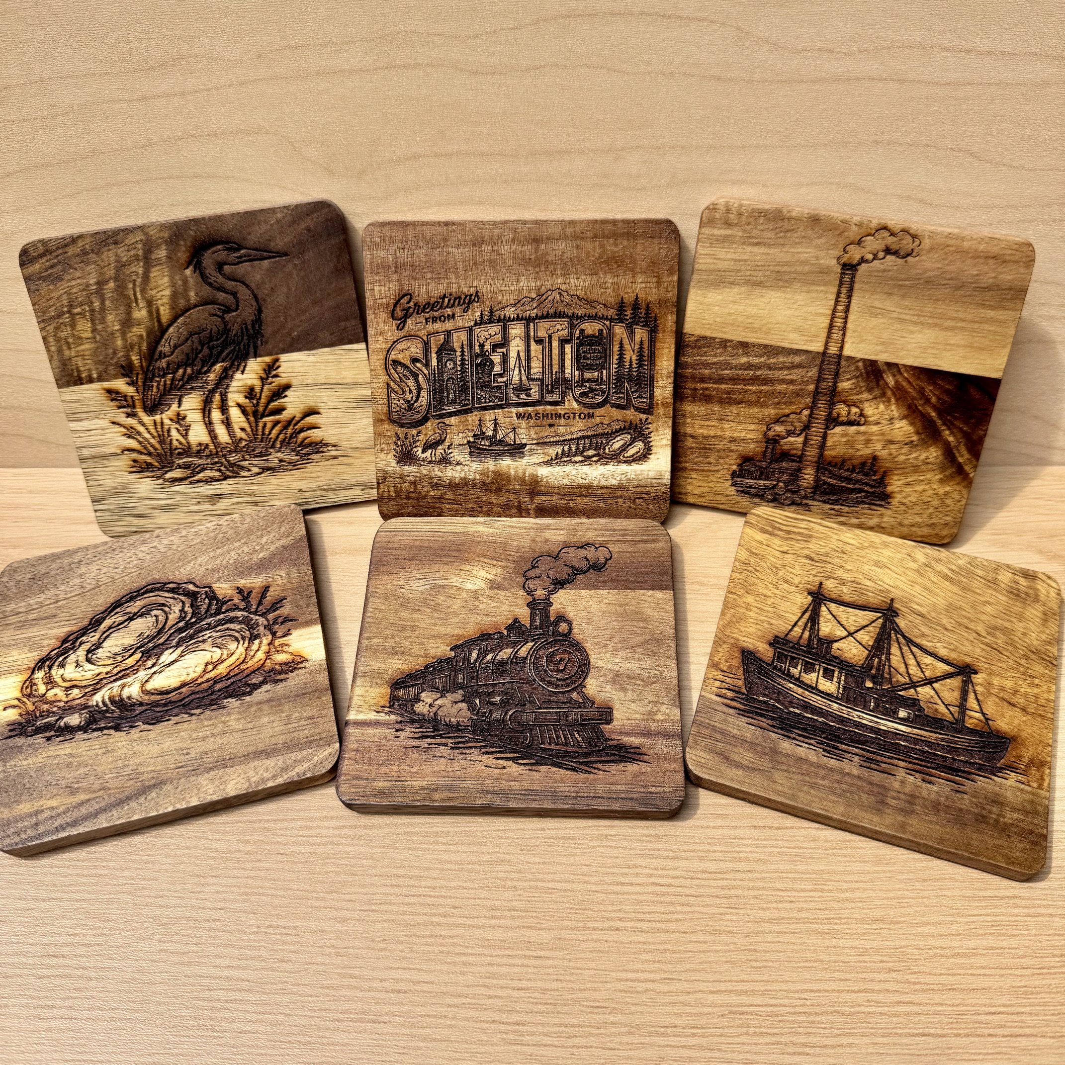 Shelton Heritage Acacia Coaster Set