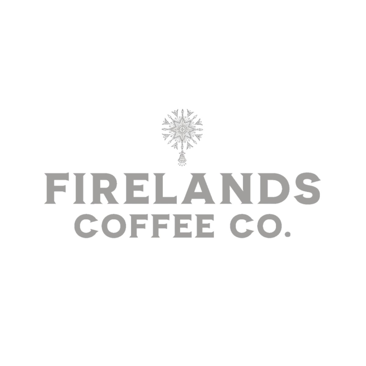 Black logo for Firelands Coffee Co. with a stylized mark above the company name.