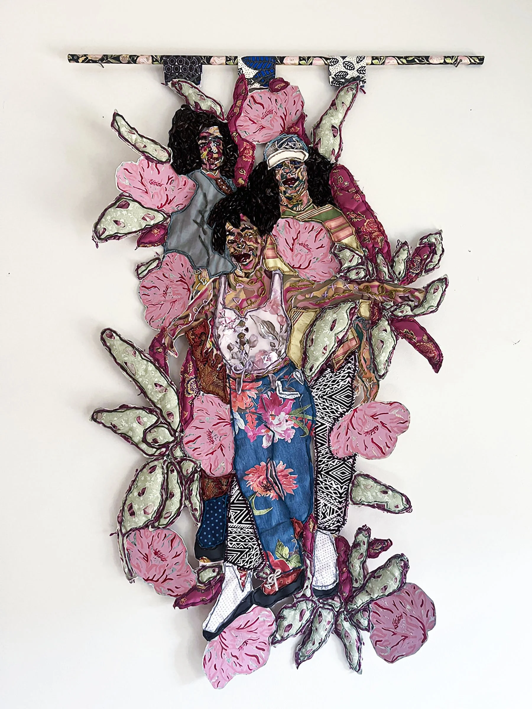 Blossom III, 2023
screenprint, polyfil, decorative paper, upcycled fabric, yarn, soft pastel, and fabric on canvas
48 x 34 in (121.92 x 86.36 cm)
