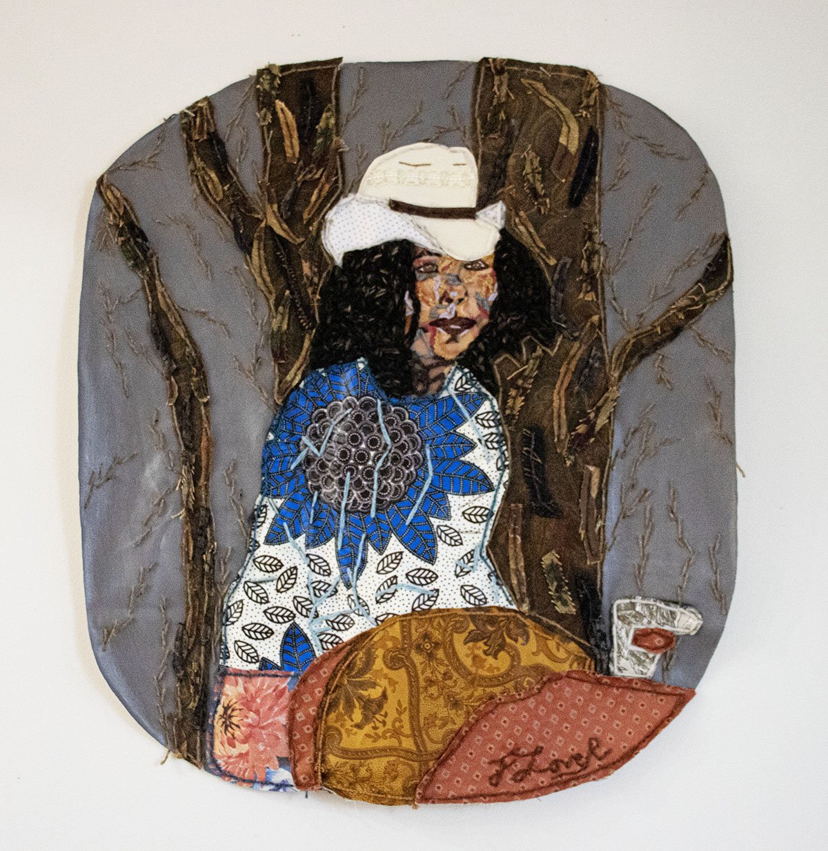Walk Tall I (Private Collection), 2024
acrylic, soft pastel, oil pastel, fabric, yarn, upcycle fabric, and ribbon