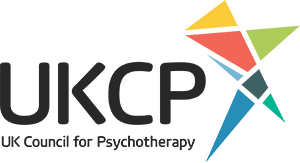 UKCP logo with colorful geometric shapes and text that says UK Council for Psychotherapy
