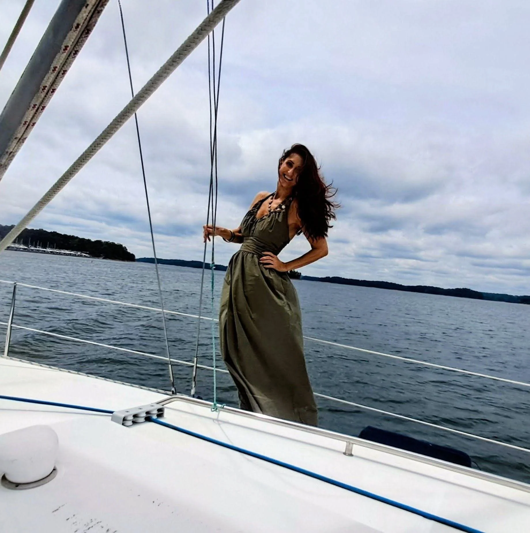 The artist enjoying a weekend cruise on the lake. Sailing on  Lake Lanier in Gainesville, Georgia. Enjoying the outdoors and looking for the next subject for artistic expression.