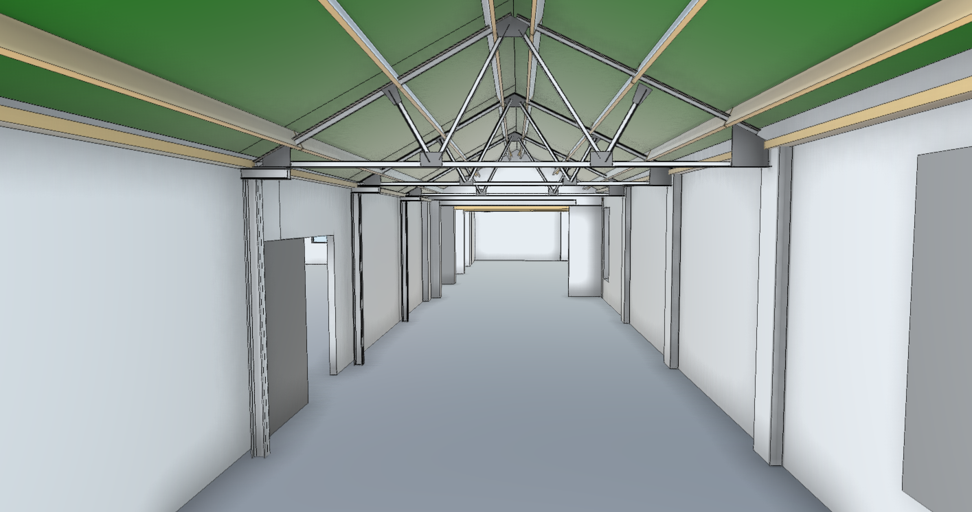 Three-dimensional building model showing coordinated existing geometry