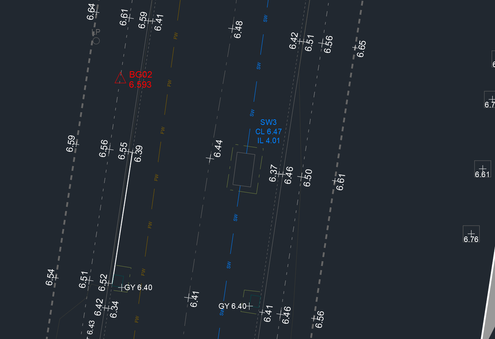 CAD extract from a highway and drainage adoption survey
