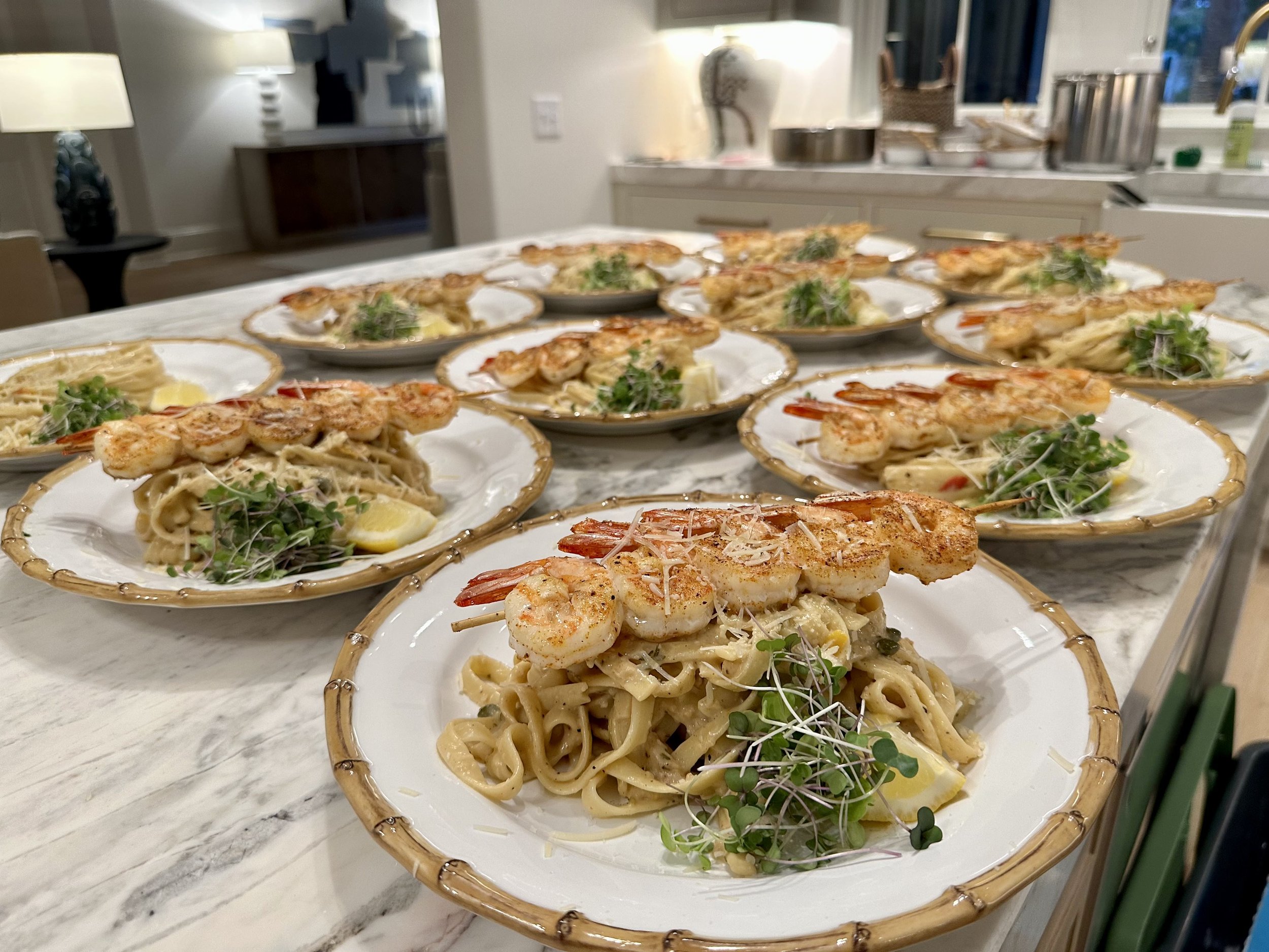 Seared Local Shrimp, Fettuccine,
Caper Buerre Blanc