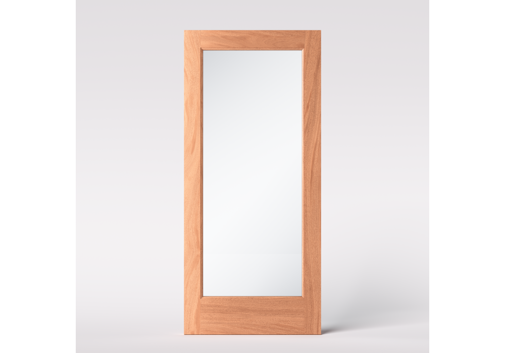 FD1L- Mahogany French Door Exterior 1-Lite Full View w/ Low-E Clear Glass (1-3/4”)