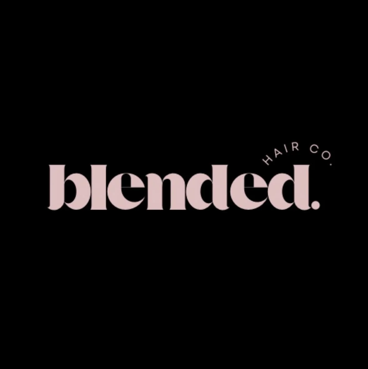 Blended Hair Co. logo with black background and pink text.