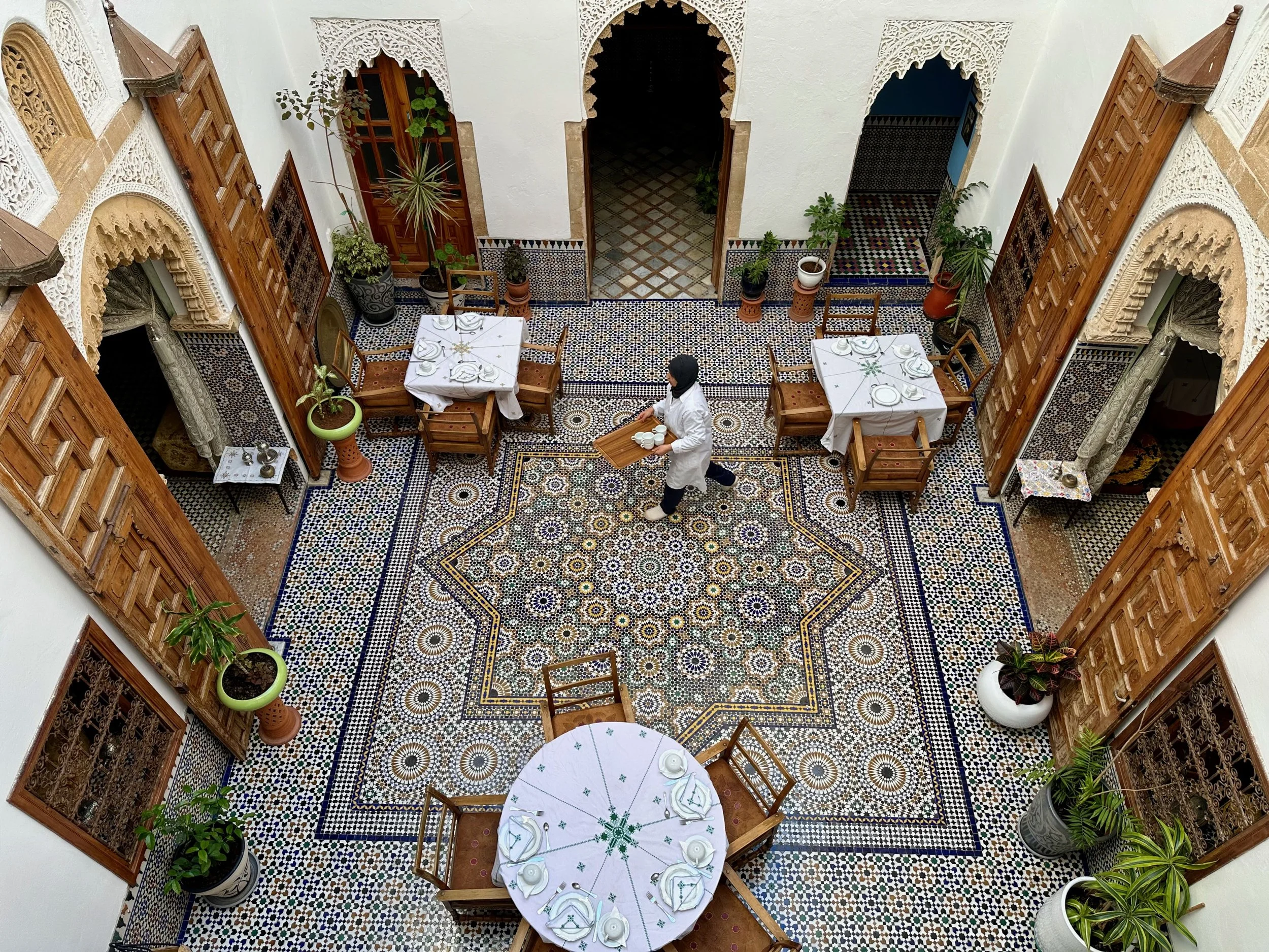 Our riad, a traditional Moroccan guesthouse, in the morning