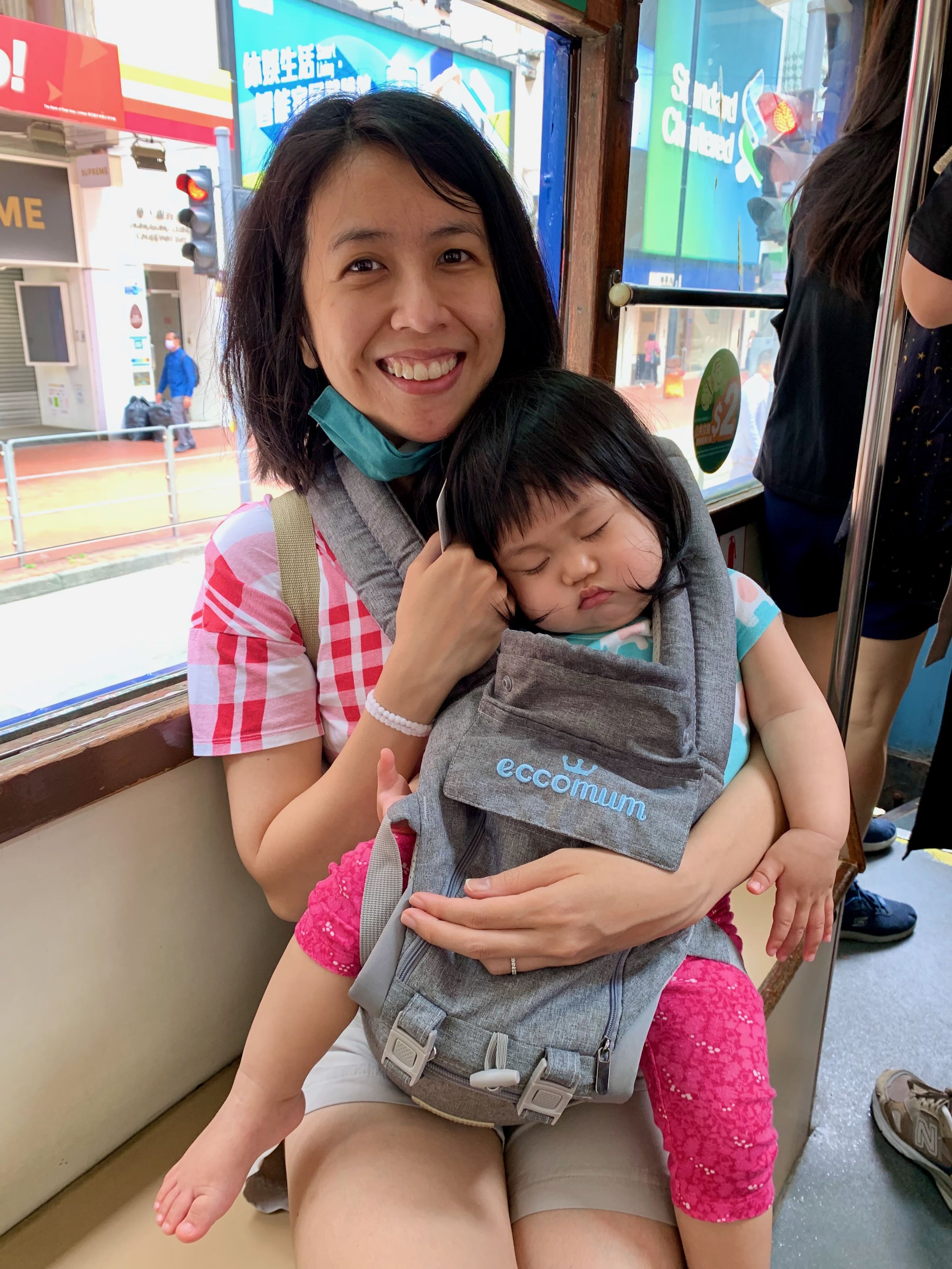 Zia napping on the tram