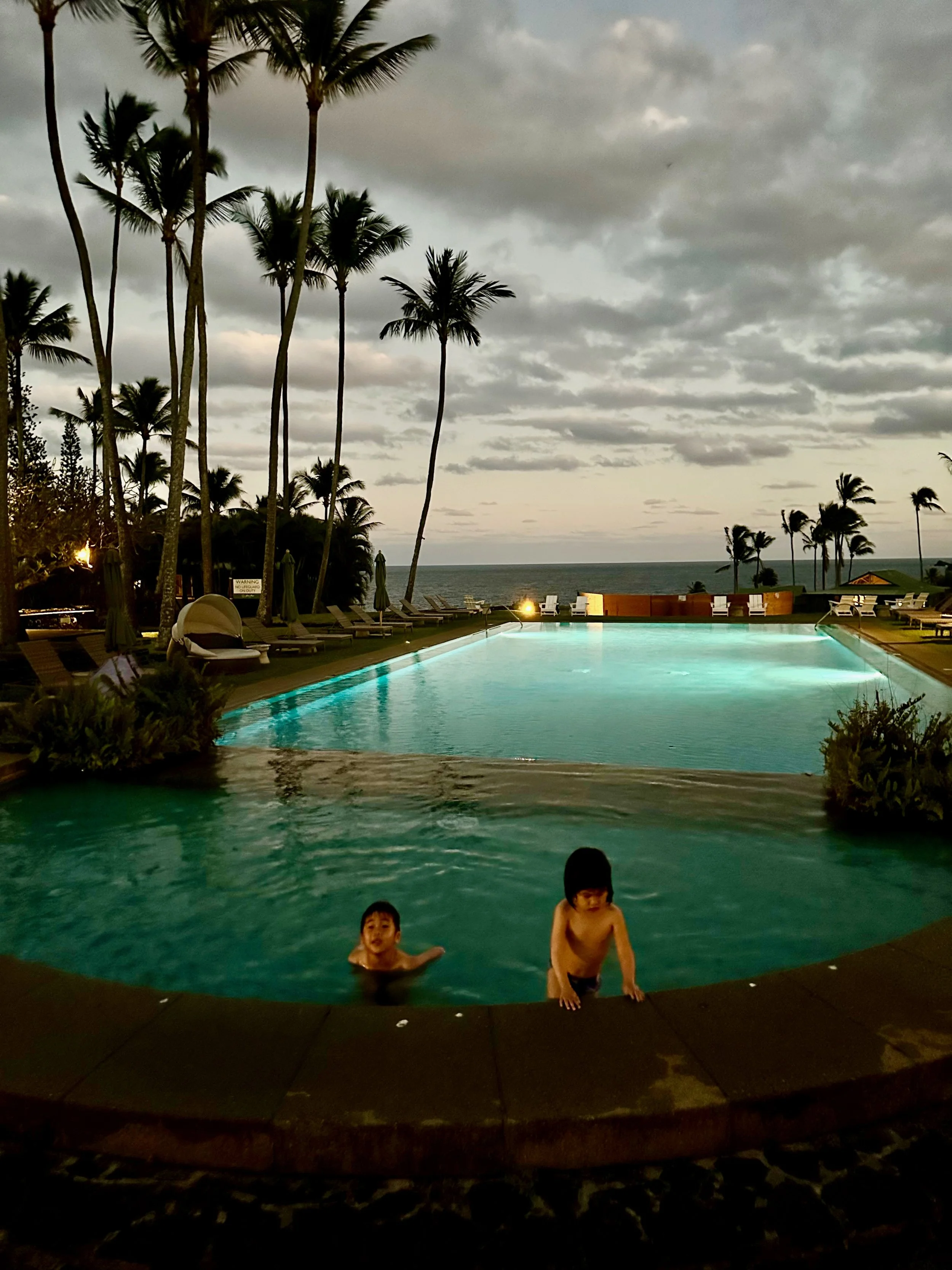 Night swimming in the pool